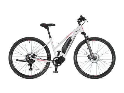Trekingový dámsky elektrobicykel Author Essence Biela/Strieborná/Červená 2026