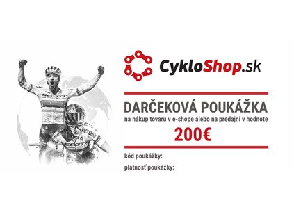 Darčeková Poukážka V Hodnote 200€ (Elektronická)